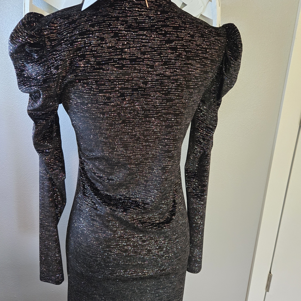 Misa Los Angeles Stormi Elegant Black Long Sleeve Sparkle Dress New- Ret $318 - Picture 6 of 9